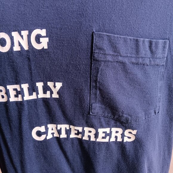 Single Stitch T-Shirt XL Vintage 1980s Blue Fruit of the Loom Weird Caterer  Tee - Picture 4 of 7